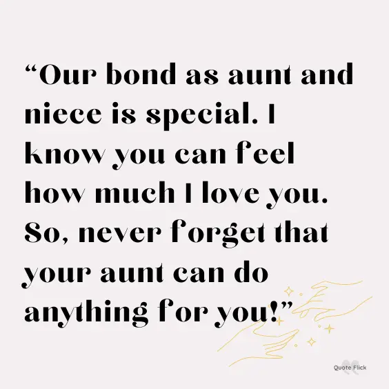 Bond as aunt and niece quote