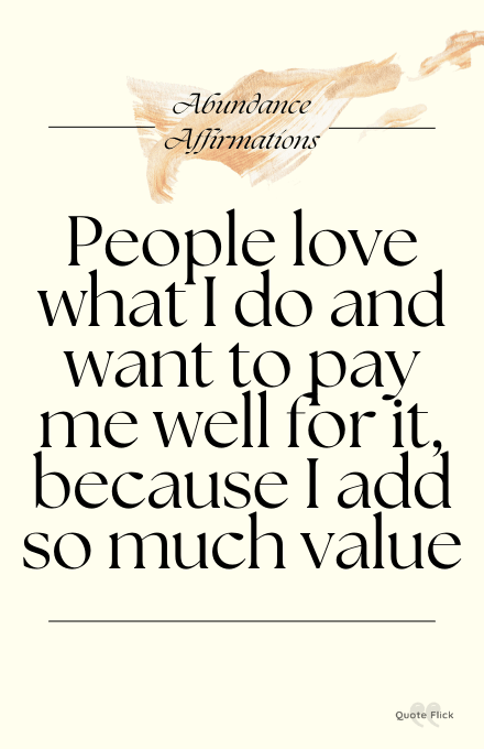 abundance affirmation about my value